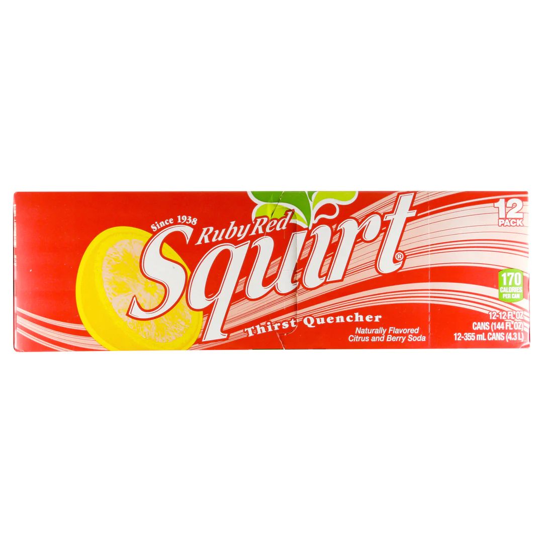 12 Pack Squirt Ruby Red Citrus and Berry Soda