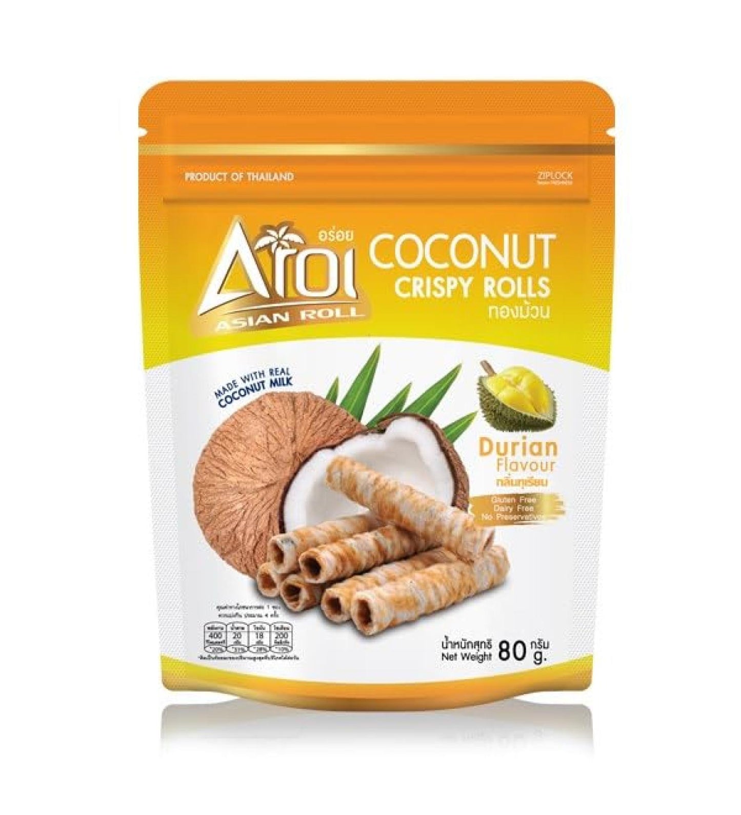 Aroi Coconut Rolls Durian (80g x 20)