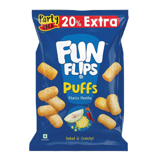 Funflips Khatta Meeta Puffs - India (65g x 60) - ON