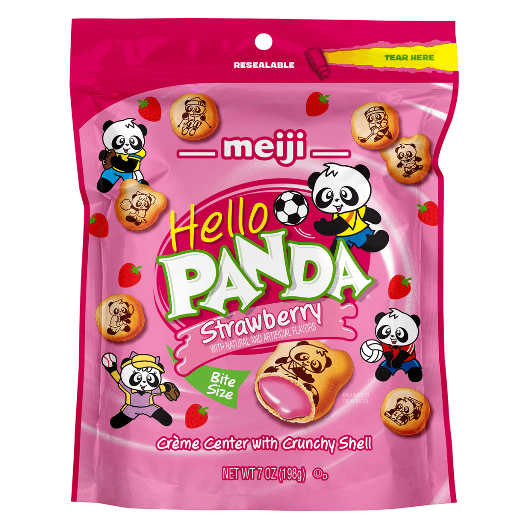 Meiji Hello Panda Strawberry Cream-Filled Biscuits 6 Pack