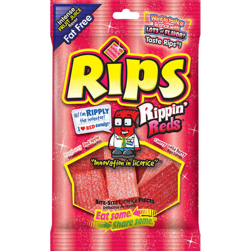 (12 Pack X 4Oz) Rips HB Gummy Strips Rippin Reds