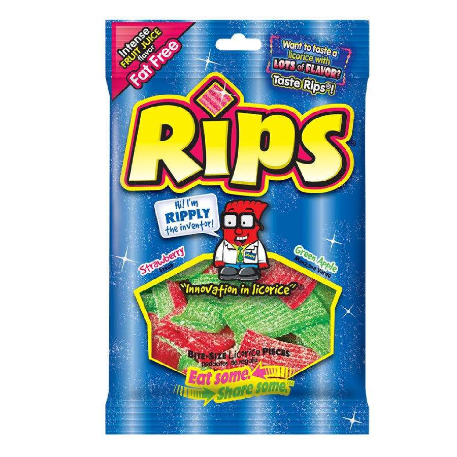 (12 Pack X 4Oz) Rips HB Gummy Strips Strawberry Apple