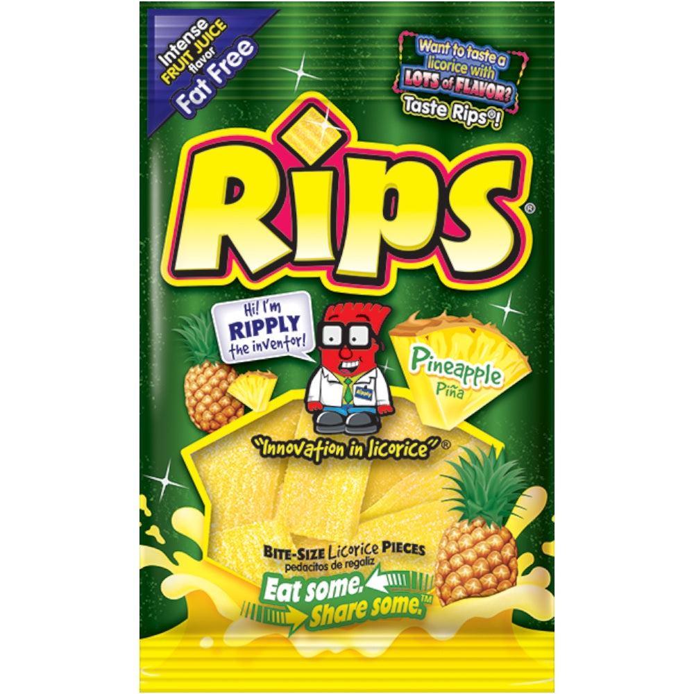 (12 Pack X 4Oz) Rips HB Gummy Strips Pineapple