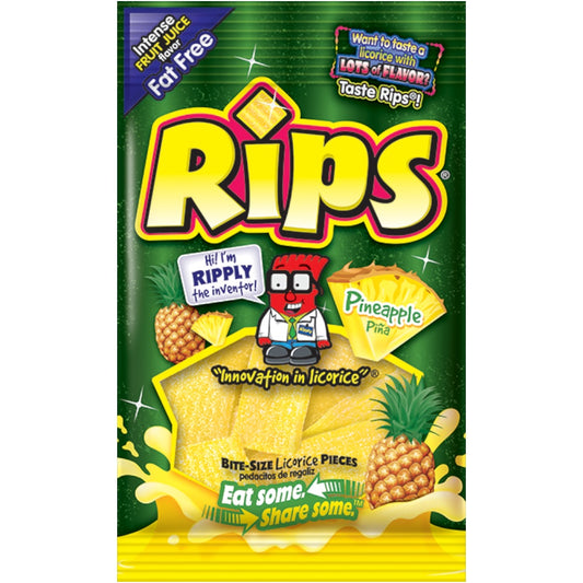 (12 Pack X 4Oz) Rips HB Gummy Strips Pineapple